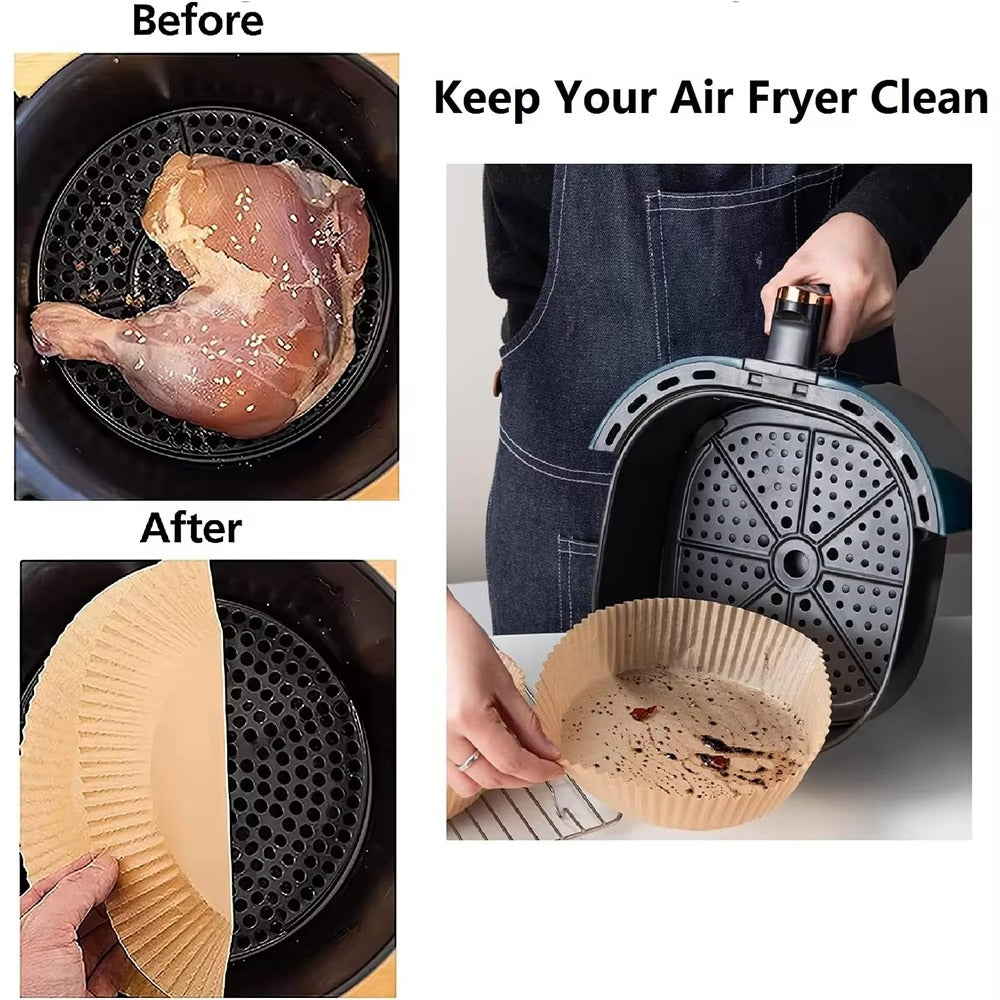 LIVSY 9 inch air fryer liners protecting air fryer basket from food residue and grease for easy cleaning