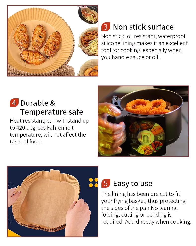 LIVSY 9 inch air fryer liners made of non-stick, heat-resistant silicone with pre-cut edges for easy use