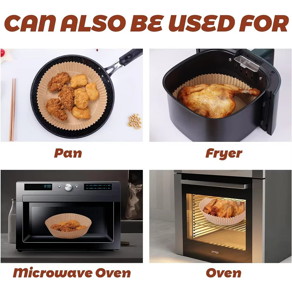 LIVSY 9 inch air fryer liners used in pan fryer microwave oven and oven with food