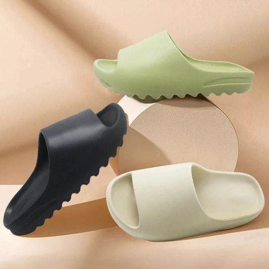 StorePilot cool summer slide sandals in green black and beige with thick textured sole for comfort