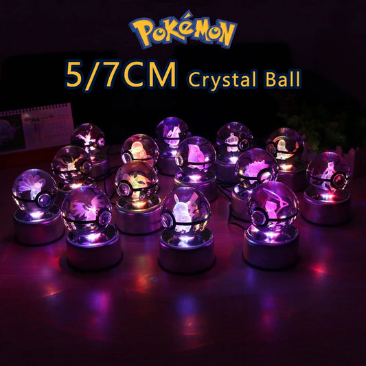 LIVSY Pokemon night light for kids crystal ball with colorful LED glow featuring popular Pokemon characters